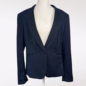 H&M Navy Blazer Jacket Single Button Office Work Career Wear Size Medium